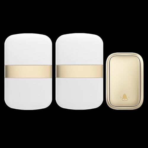 SLDAGe 『Keine Batterie Erforderlich』Drahtlose Türklingel wasserdicht, Türklingel-Kit mit Empfängern und Presse mit Eigenantrieb, 60 Glockenspiele, 5 Lautstärkepegel,Gold,1 on 2 SLDAGe 『Keine Batterie Erforderlich』Drahtlose Türklingel wasserdicht, Türklingel-Kit mit Empfängern und Presse mit Eigenantrieb, 60 Glockenspiele, 5 Lautstärkepegel,Gold,1 on 2 von SLDAGe
