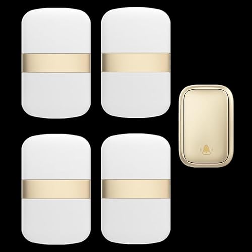 SLDAGe 『Keine Batterie Erforderlich』Drahtlose Türklingel wasserdicht, Türklingel-Kit mit Empfängern und Presse mit Eigenantrieb, 60 Glockenspiele, 5 Lautstärkepegel,Gold,1 on 4 SLDAGe 『Keine Batterie Erforderlich』Drahtlose Türklingel wasserdicht, Türklingel-Kit mit Empfängern und Presse mit Eigenantrieb, 60 Glockenspiele, 5 Lautstärkepegel,Gold,1 on 4 von SLDAGe