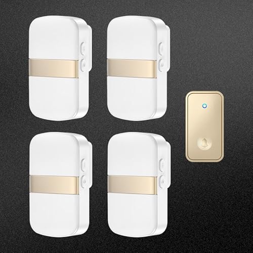 SLDAGe 『Keine Batterie Erforderlich』Drahtlose Türklingel wasserdicht, Türklingel-Kit mit Empfängern und Presse mit Eigenantrieb, 60 Glockenspiele, 5 Lautstärkepegel,Gold,1 on 4 SLDAGe 『Keine Batterie Erforderlich』Drahtlose Türklingel wasserdicht, Türklingel-Kit mit Empfängern und Presse mit Eigenantrieb, 60 Glockenspiele, 5 Lautstärkepegel,Gold,1 on 4 von SLDAGe