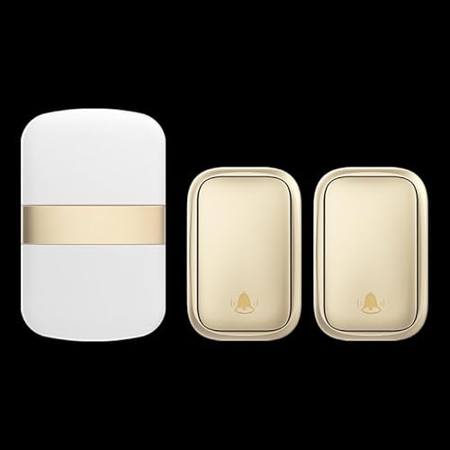 SLDAGe 『Keine Batterie Erforderlich』Drahtlose Türklingel wasserdicht, Türklingel-Kit mit Empfängern und Presse mit Eigenantrieb, 60 Glockenspiele, 5 Lautstärkepegel,Gold,2 on 1 SLDAGe 『Keine Batterie Erforderlich』Drahtlose Türklingel wasserdicht, Türklingel-Kit mit Empfängern und Presse mit Eigenantrieb, 60 Glockenspiele, 5 Lautstärkepegel,Gold,2 on 1 von SLDAGe