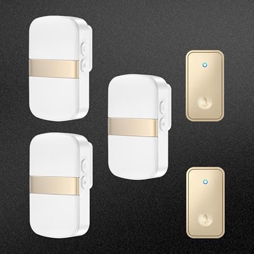 SLDAGe 『Keine Batterie Erforderlich』Drahtlose Türklingel wasserdicht, Türklingel-Kit mit Empfängern und Presse mit Eigenantrieb, 60 Glockenspiele, 5 Lautstärkepegel,Gold,2 on 3 SLDAGe 『Keine Batterie Erforderlich』Drahtlose Türklingel wasserdicht, Türklingel-Kit mit Empfängern und Presse mit Eigenantrieb, 60 Glockenspiele, 5 Lautstärkepegel,Gold,2 on 3 von SLDAGe