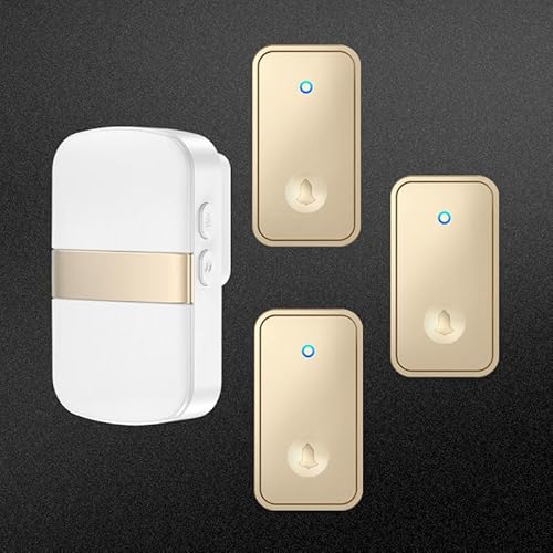 SLDAGe 『Keine Batterie Erforderlich』Drahtlose Türklingel wasserdicht, Türklingel-Kit mit Empfängern und Presse mit Eigenantrieb, 60 Glockenspiele, 5 Lautstärkepegel,Gold,3 on 1 SLDAGe 『Keine Batterie Erforderlich』Drahtlose Türklingel wasserdicht, Türklingel-Kit mit Empfängern und Presse mit Eigenantrieb, 60 Glockenspiele, 5 Lautstärkepegel,Gold,3 on 1 von SLDAGe