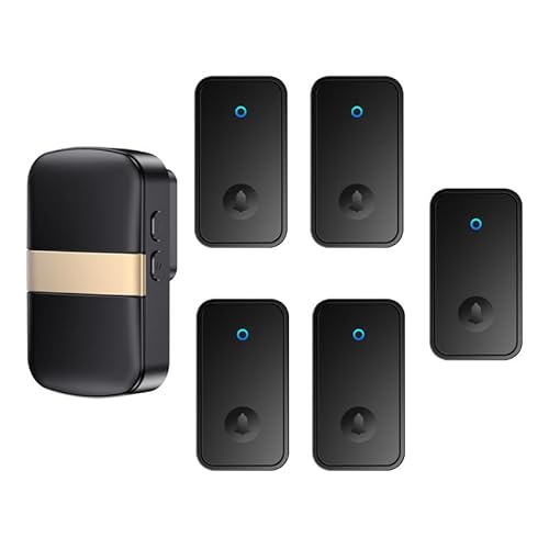 SLDAGe 『Keine Batterie Erforderlich』Drahtlose Türklingel wasserdicht, Türklingel-Kit mit Empfängern und Presse mit Eigenantrieb, 60 Glockenspiele, 5 Lautstärkepegel,Schwarz,5 on 1 SLDAGe 『Keine Batterie Erforderlich』Drahtlose Türklingel wasserdicht, Türklingel-Kit mit Empfängern und Presse mit Eigenantrieb, 60 Glockenspiele, 5 Lautstärkepegel,Schwarz,5 on 1 von SLDAGe