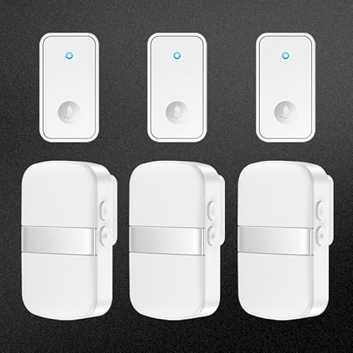 SLDAGe 『Keine Batterie Erforderlich』Drahtlose Türklingel wasserdicht, Türklingel-Kit mit Empfängern und Presse mit Eigenantrieb, 60 Glockenspiele, 5 Lautstärkepegel,Silber,3 on 3 von SLDAGe