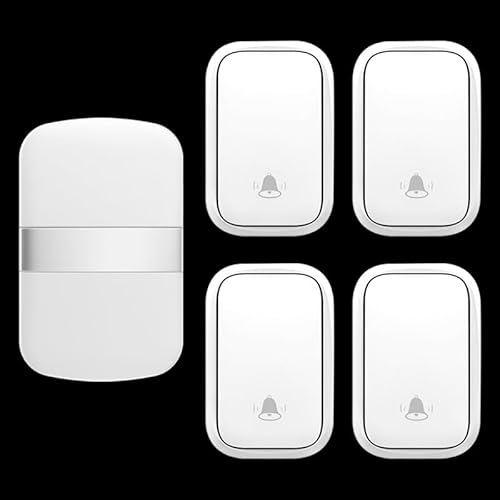 SLDAGe 『Keine Batterie Erforderlich』Drahtlose Türklingel wasserdicht, Türklingel-Kit mit Empfängern und Presse mit Eigenantrieb, 60 Glockenspiele, 5 Lautstärkepegel,Weiß,4 on 1 SLDAGe 『Keine Batterie Erforderlich』Drahtlose Türklingel wasserdicht, Türklingel-Kit mit Empfängern und Presse mit Eigenantrieb, 60 Glockenspiele, 5 Lautstärkepegel,Weiß,4 on 1 von SLDAGe