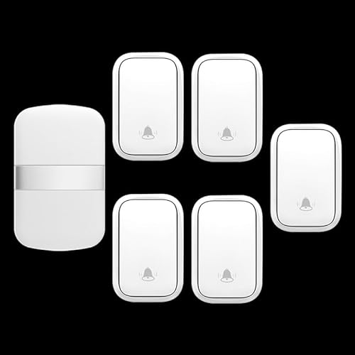 SLDAGe 『Keine Batterie Erforderlich』Drahtlose Türklingel wasserdicht, Türklingel-Kit mit Empfängern und Presse mit Eigenantrieb, 60 Glockenspiele, 5 Lautstärkepegel,Weiß,5 on 1 SLDAGe 『Keine Batterie Erforderlich』Drahtlose Türklingel wasserdicht, Türklingel-Kit mit Empfängern und Presse mit Eigenantrieb, 60 Glockenspiele, 5 Lautstärkepegel,Weiß,5 on 1 von SLDAGe