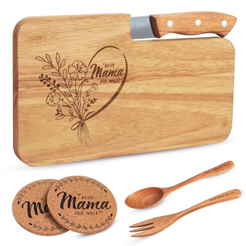 SLDALES Schneidebrett Holz Beste Mama Geschenk,Mutter Weihnachtsgeschenke Geschenke Fruhsticksbrettchen,Holzbrett + Liffel Gabelmit Gravur + Glasuntersetzer SLDALES Schneidebrett Holz Beste Mama Geschenk,Mutter Weihnachtsgeschenke Geschenke Fruhsticksbrettchen,Holzbrett + Liffel Gabelmit Gravur + Glasuntersetzer von SLDALES