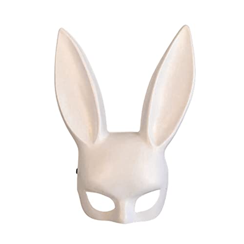 SLDHFE Hasenmasken, weiß, Maskerade, Cosplay-Maske, Hasen-Halbmaske, für Geburtstag, Ostern, Halloween, Cosplay, Party, Kostüm-Zubehör, 35,6 x 17,8 cm, 4 Stück von SLDHFE