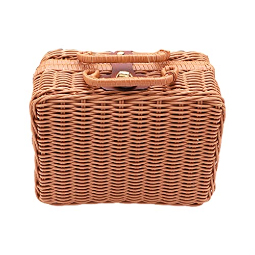 SLDHFE Retro Weidenkoffer Gewebter Weidenkorb Aufbewahrungskorb Vintage Rattan Gewebt Aufbewahrungskoffer Handgewebt Seegras Aufbewahrungskorb mit Deckel für Dekoration Picknick Hochzeit von SLDHFE