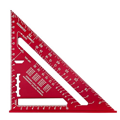 1 Stück Rotes Dreieckslineal, Tischler-Geschwindigkeitsquadrat, Dachquadrat, Dreieckiges Messlineal Aus Aluminiumlegierung, Layout-Werkzeug Für Ingenieure, Bauherren (7 Zoll) von SLEEKEE