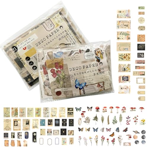 400-Teiliges Vintage-Scrapbooking-Set, Kraftpapier, Washi-Tape, ästhetisches Aufkleberzubehör, Tagebuch-Notizbuch-Dekoration, Geeignet Für Die DIY-Herstellung Von Fotoalben, Grußkarten von SLEEKEE