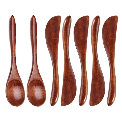5 Stück Buttermesser Und 2 Stück Holzlöffel, Haushaltsbesteck, Kreatives Holzbesteck, Langlebiges Besteck, Butterverteiler von SLEEKEE