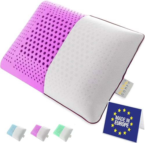 SLEEP COMFY Luxus Lavandel Aromatherapie Kissen mit Bezug Visco Memory Foam Kissen Ergonomisches, Orthopädisches Nackenkissen, Kopfkissen Schlafkissen für Rückenschläfer, Bauchschläfer, Seitenschläfer von SLEEP COMFY