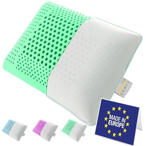 SLEEP COMFY Luxus Pfefferminze Aromatherapie Kissen mit Bezug Memory Foam Kissen Ergonomisches, Orthopädisches Nackenkissen, Kopfkissen Schlafkissen für Rückenschläfer, Bauchschläfer, Seitenschläfer von SLEEP COMFY