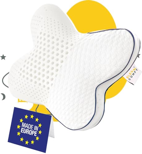 SLEEP COMFY Premium Schmetterlingskissen, Kissen Nackenschmerzen, Orthopädisches Memory Foam OEKO-TEX Zertifiziert, Gesundheitskissen, Schlafapnoe kissen, Kopfkissen für Seitenschläfer, Migräne Kissen von SLEEP COMFY