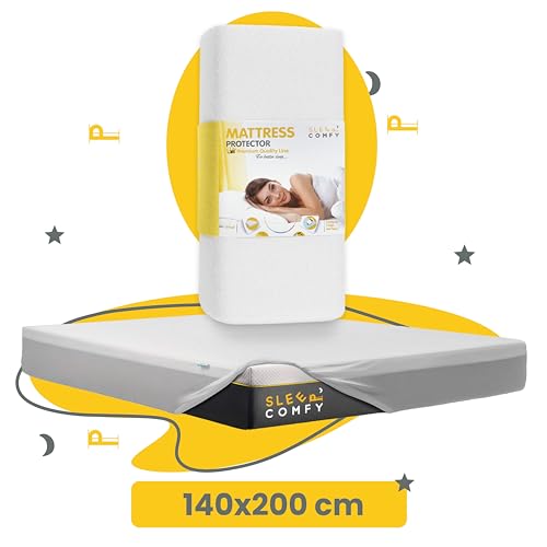 SLEEPCOMFY Luxus Wasserdichter Matratzenschoner 140 x 200cm Weiß 80 Baumwolle 20 Polyester Atmungsaktiver, wasserdichte Matratzenauflage, Nässeschutz, Matratzenschutz, Waterproof Mattress Protector SLEEPCOMFY Luxus Wasserdichter Matratzenschoner 140 x 200cm Weiß 80 Baumwolle 20 Polyester Atmungsaktiver, wasserdichte Matratzenauflage, Nässeschutz, Matratzenschutz, Waterproof Mattress Protector von SLEEP COMFY