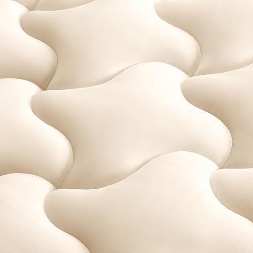 Luxuriöse Matratzenauflage, Doppelbett-Matratzenauflage für Schlafzimmer, Gästezimmer, atmungsaktiver und kühlender Matratzenbezug mit tiefer Tasche, bequem und weich (Beige, Queen) von SLEEP ZONE