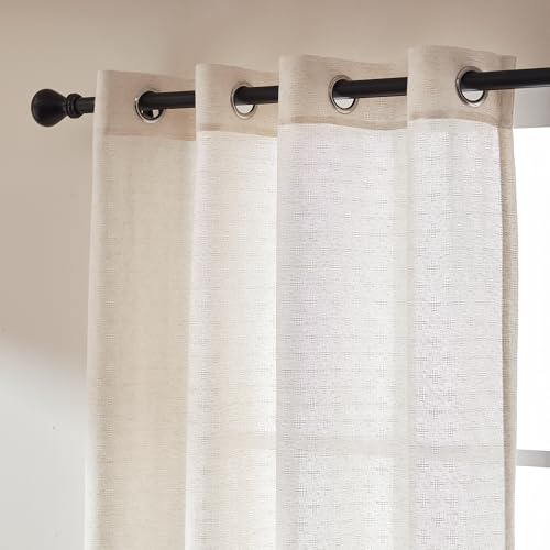SLEEP ZONE Durchsichtiger Jacquard-Vorhang, Diamantstruktur, lichtfilternd, Fenstervorhang, Paneele für Wohnzimmer, Schlafzimmer, 132 x 213 cm, Beige von SLEEP ZONE
