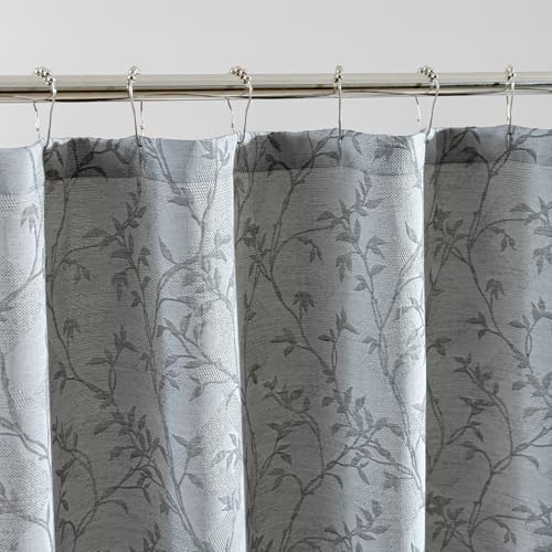 SLEEP ZONE Duschvorhang, Bauernhaus, Jacquard-Strukturstoff, Duschvorhang, Blattvorhang für Badezimmer, 183 x 213 cm, Grau von SLEEP ZONE