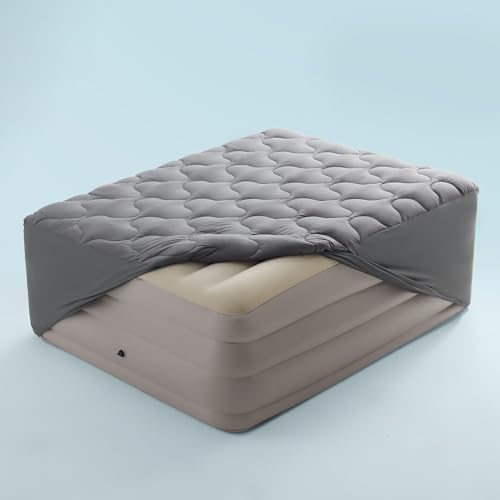 SLEEP ZONE King Air Mattress Pad, Quilted Mattress Topper Cover, Breathable and Noiseless Air Bed Mattress Protector with Deep Pocket Fits Up to 25 Inches (Dark Gray) von SLEEP ZONE