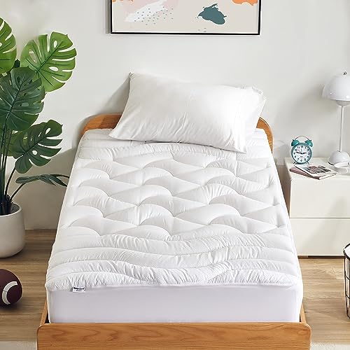 SLEEP ZONE Kühlende Matratzenauflage Twin XL für Einzelbett, Premium Zoned Quilted Matratzenauflage, Spannbettmatratzenschutzbezug, tiefe Tasche 20.3–53.3 cm (Weiß, Twin XL) von SLEEP ZONE