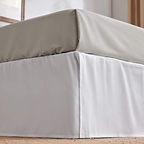 SLEEP ZONE Wickelbarer plissierter Bettrock für King-Size-Betten, 38,1 cm, maßgeschneidert, leicht zu montieren, antistatisch, knitterfrei und lichtbeständig (King-Size, Weiß) von SLEEP ZONE