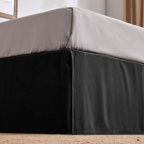 SLEEP ZONE Wickelbarer plissierter Bettrock für Queen-Size-Betten, 38,1 cm, maßgeschneidert, leicht zu montieren, antistatisch, knitterfrei und lichtbeständig (Queensize, Schwarz) von SLEEP ZONE