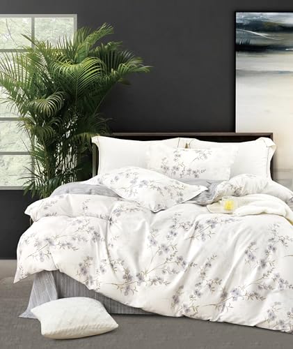 SLEEPBELLA Wendbarer Bettbezug, King-Size-Bett, elegante violette Blüte auf Weiß, weich und atmungsaktiv SLEEPBELLA Wendbarer Bettbezug, King-Size-Bett, elegante violette Blüte auf Weiß, weich und atmungsaktiv von SLEEPBELLA