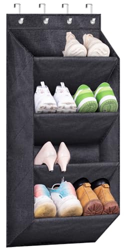 SLEEPING LAMB Schuhregal zum Aufhängen über der Tür, kurzer Organizer mit großen tiefen Taschen, schmale Tür, für Turnschuhe, Stiefel, Wohnmobil, Schlafsaal, Schwarz von SLEEPING LAMB