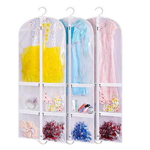 SLEEPING LAMB Transparenter Kleidersack für Tanzkostüm, Kinder, 127 cm, hängende Kleidungshülle für Schrankaufbewahrung, mit 4 großen Reißverschlusstaschen für Ballett, Theater, 3 Packungen, Weiß SLEEPING LAMB Transparenter Kleidersack für Tanzkostüm, Kinder, 127 cm, hängende Kleidungshülle für Schrankaufbewahrung, mit 4 großen Reißverschlusstaschen für Ballett, Theater, 3 Packungen, Weiß von SLEEPING LAMB