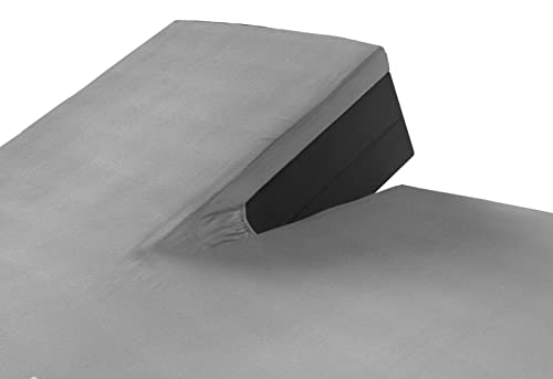SLEEPMED 2er Pack Jersey Split Topper grau, Spannbettlaken 160 x 200 cm für Boxspringbetten aus Baumwolle, antiallergischer Matratzenbezug mit Schlitz von SLEEPMED – SWISS TECHNOLOGY BEDDING
