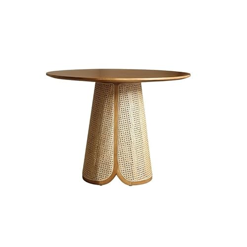 Esstisch Wooden Round Table Home Simple Rattan Dining Homestay Tea(80x75cm) von SLEEVE