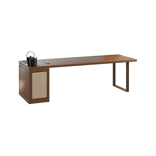 Home-Office-Schreibtische Der lange Arbeitstisch mit Teetisch im Büro des Chefs ist ein modernes, schlichtes Möbel aus Massivholz, das for Zuhause und Unternehmen geeignet ist Basteltisch(220x80x73cm) von SLEEVE