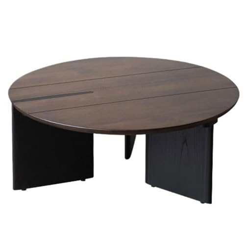 Rattan-Couchtische für das Wohnzimmer Moderner nordischer runder Teetisch aus massivem Holz for das Wohnzimmer zu Hause, kleine Wohnung, Kleiner Tisch, einfacher Couchtisch Rattan-Couchtisch von SLEEVE