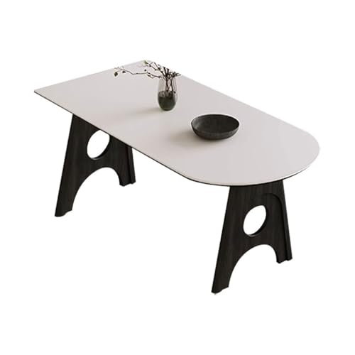 SLEEVE Esstisch Nordic Retro Rock Slab Halbinsel Esstisch Home Oval Weiß(A:130CM*80CM*75CM) von SLEEVE