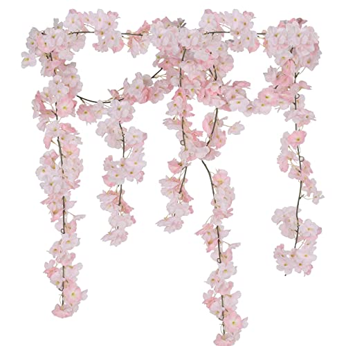 SLFYEE 1,8 m 2 Pcs Künstliche Girlande Kirschblüten Kunstblumen Hängend Blumen Rosa Blumengirlande Hängeblumen Rosa für Hochzeit Fahrrad Wand Balkon Garten Hause von SLFYEE