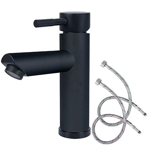 SLFYEE Wasserhahn Bad Waschtischarmatur Schwarz Badarmatur Waschbecken Armaturen Matt Waschtischarmatur Set für Badezimmer Küche 304 Edelstahl von SLFYEE