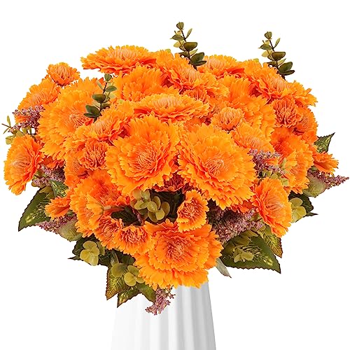 SLFYEE Orange 6 Pcs Künstliche Blumen Herbst Deko Künstliche Chrysantheme Kunstblumen Seide Blumengestecke für Hochzeit Balkon Garten Vase Tischdeko Dekoration von SLFYEE