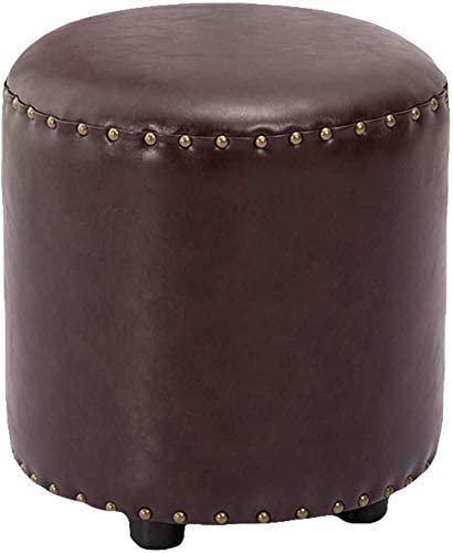 Fußhocker aus Kunstleder, Ölwachs, Leder-Fußstütze, Pouf, Schuhbank, Hocker, Beinstütze, Tritthocker von SLGGPJBU