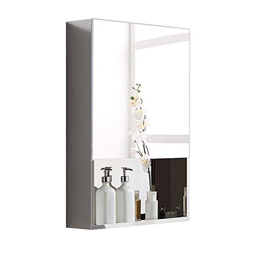 SLGGPJBU Badezimmer-Wandschrank, Wandschrank mit einzelnen Spiegeltüren, Mehrzweck-Wandschrank, Badezimmer-Wandschrank, 50 x 70 x 13 cm, Silber von SLGGPJBU