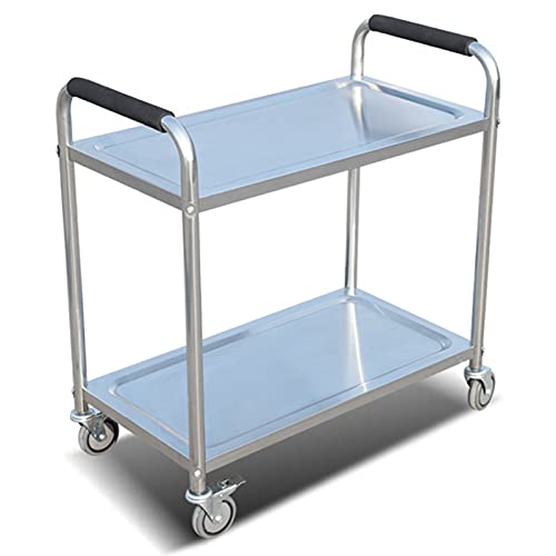 SLGGPJBU Edelstahl Servierwagen Dienstprogramm Rolling Cart, abnehmbar, 2/3 Tier Utility Service Cart Storage Trolley Cart, mit Verriegelungsrädern, für Startseite/Restaurant/Hotel Etc/3 Schichten/90* von SLGGPJBU