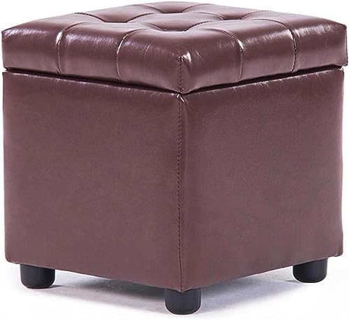 SLGGPJBU Fußhocker Fußstütze mit Deckel Aufbewahrung Leder Fußhocker Wasserabweisend Fußhocker Verdeckte Aufbewahrungsbox Quadratisch Rechteck Fußhocker, Hellviolett von SLGGPJBU