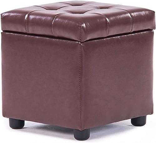 SLGGPJBU Fußhocker Fußstütze mit Deckel Aufbewahrung Leder Fußhocker Wasserabweisend Fußhocker Verdeckte Aufbewahrungsbox Quadratisch Rechteck Fußhocker, Hellviolett von SLGGPJBU