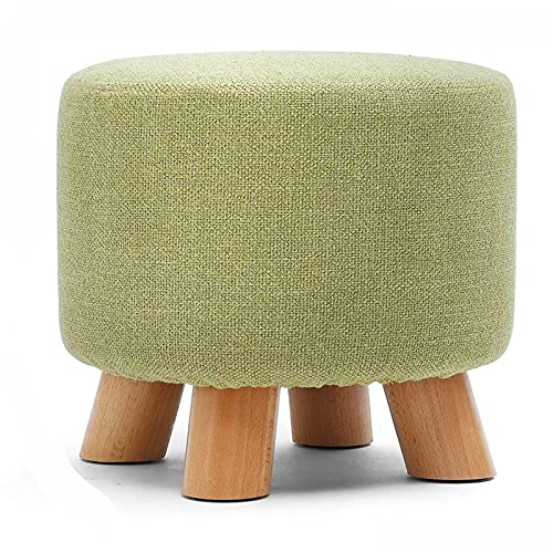 SLGGPJBU Fußhocker Wohnzimmer Fußhocker Hocker Rund Stuhl Modern Einfachheit Massivholz Hocker Waschen und Waschen Design Baumwolle Kleidung Wechseln Schuhbank 28x28x25cm Hocker Beinstütze von SLGGPJBU
