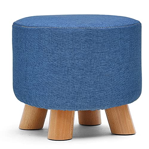 SLGGPJBU Fußhocker Wohnzimmer Fußhocker Hocker Rund Stuhl Modern Einfachheit Massivholz Hocker Waschen und Waschen Design Baumwolle Kleidung Wechseln Schuhbank 28x28x25cm Hocker Beinstütze von SLGGPJBU