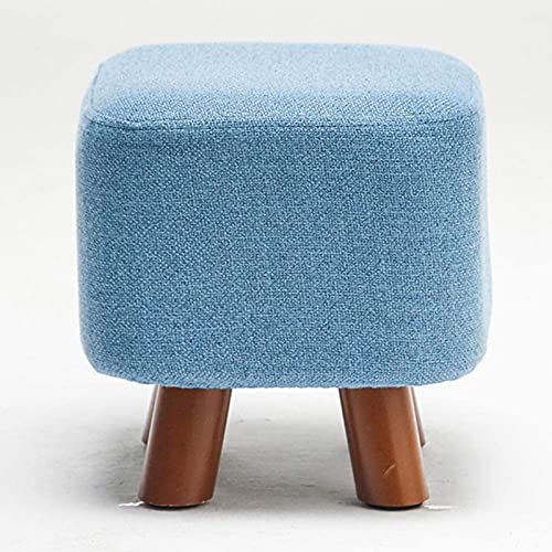 SLGGPJBU Hocker aus Leinenstoff, kleiner gepolsterter Sitzsack aus Massivholz, Fußstütze, Schuhbank, Blau von SLGGPJBU