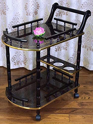 SLGGPJBU Hotel Servierwagen mit Massivholzplatte 3 Etagen Bar Catering Servierwagen Küchenwagen Teebar Servierwagen von SLGGPJBU
