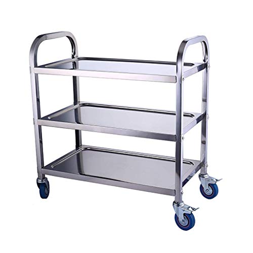 SLGGPJBU Mehrschichtiger Edelstahlwagen mit 2 Feststellrädern Küchenwagen Servierwagen Catering Lagerregal für Hotel Restaurant Zuhause Krankenhaus von SLGGPJBU