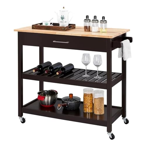 SLGGPJBU Rollbarer Kücheninselwagen mit 3 Etagen, stilvolles und funktionales Design für Esszimmer und Küche, Farbe: Stil B von SLGGPJBU