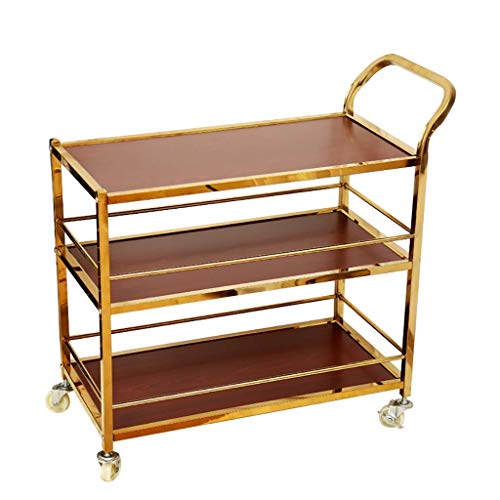 SLGGPJBU Servierwagen 3 Schichten Tee-Trolley Edelstahl Holztablett Rolling Storage Tool Cart Mobile Hotel & Restaurant Möbel von SLGGPJBU